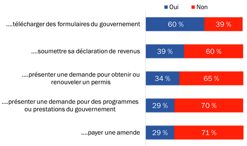 Figure 3 : Utilisation des services gouvernementaux en ligne